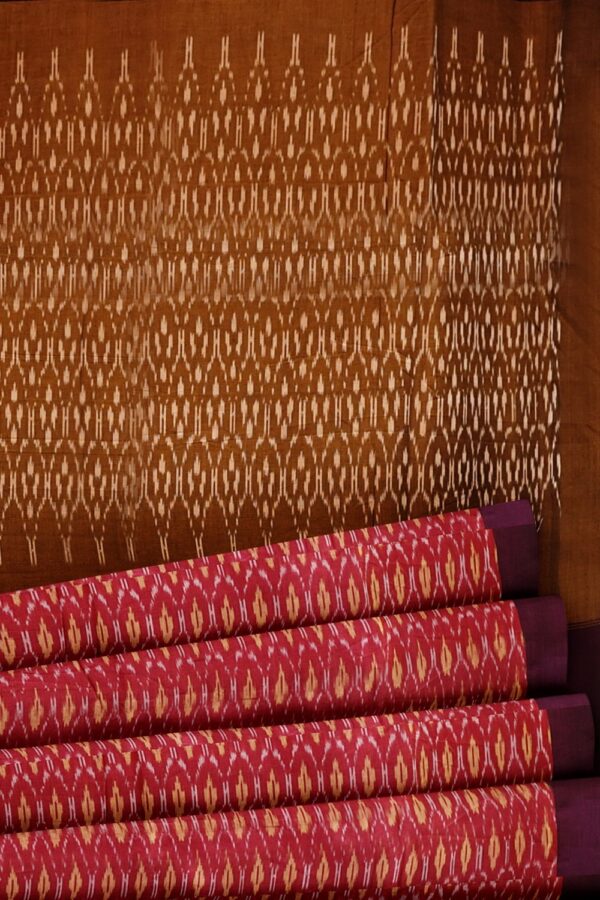 sri kumaran stores 102022 pochampalli cotton pink saree with purple border 1 4