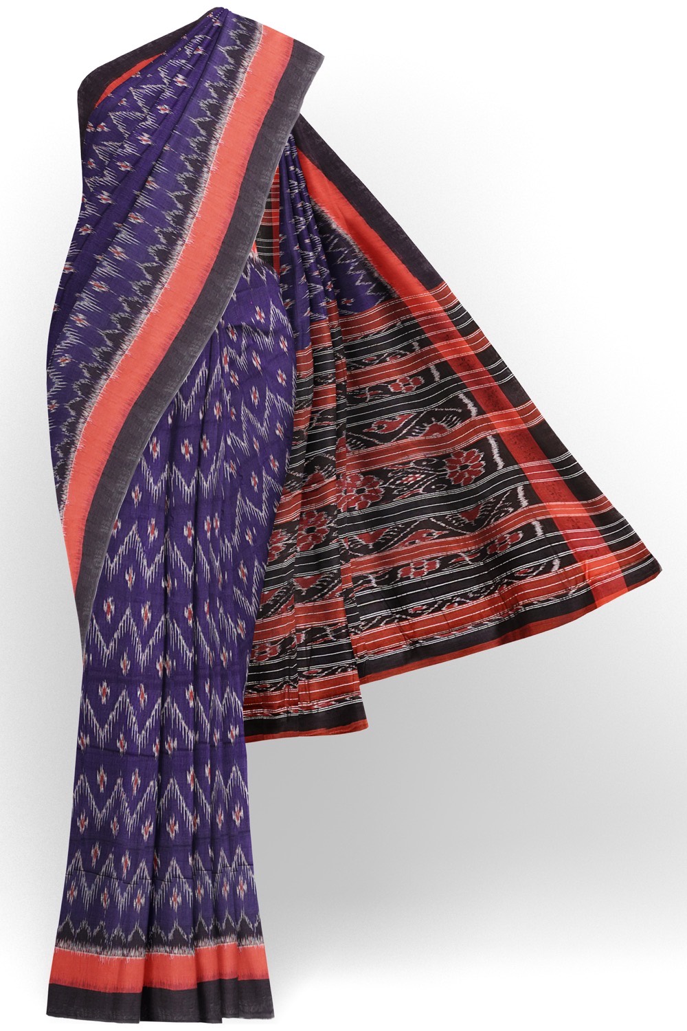 sri kumaran stores 102022 pochampalli cotton purple saree with black border 1 1