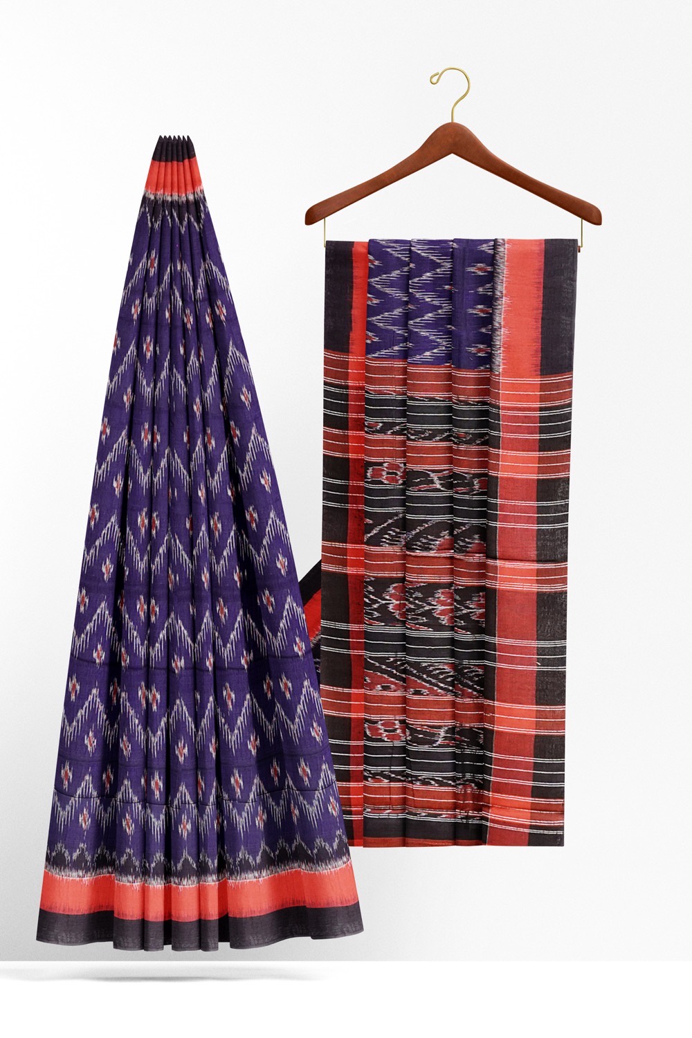 sri kumaran stores 102022 pochampalli cotton purple saree with black border 1 2