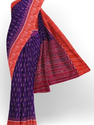 sri kumaran stores 102022 pochampalli cotton purple saree with orange border 1 1
