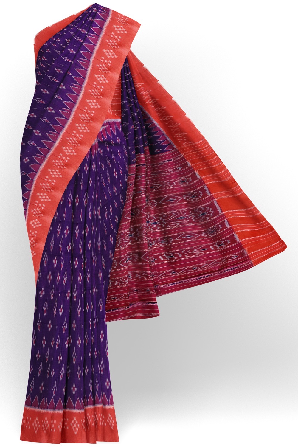 sri kumaran stores 102022 pochampalli cotton purple saree with orange border 1 1