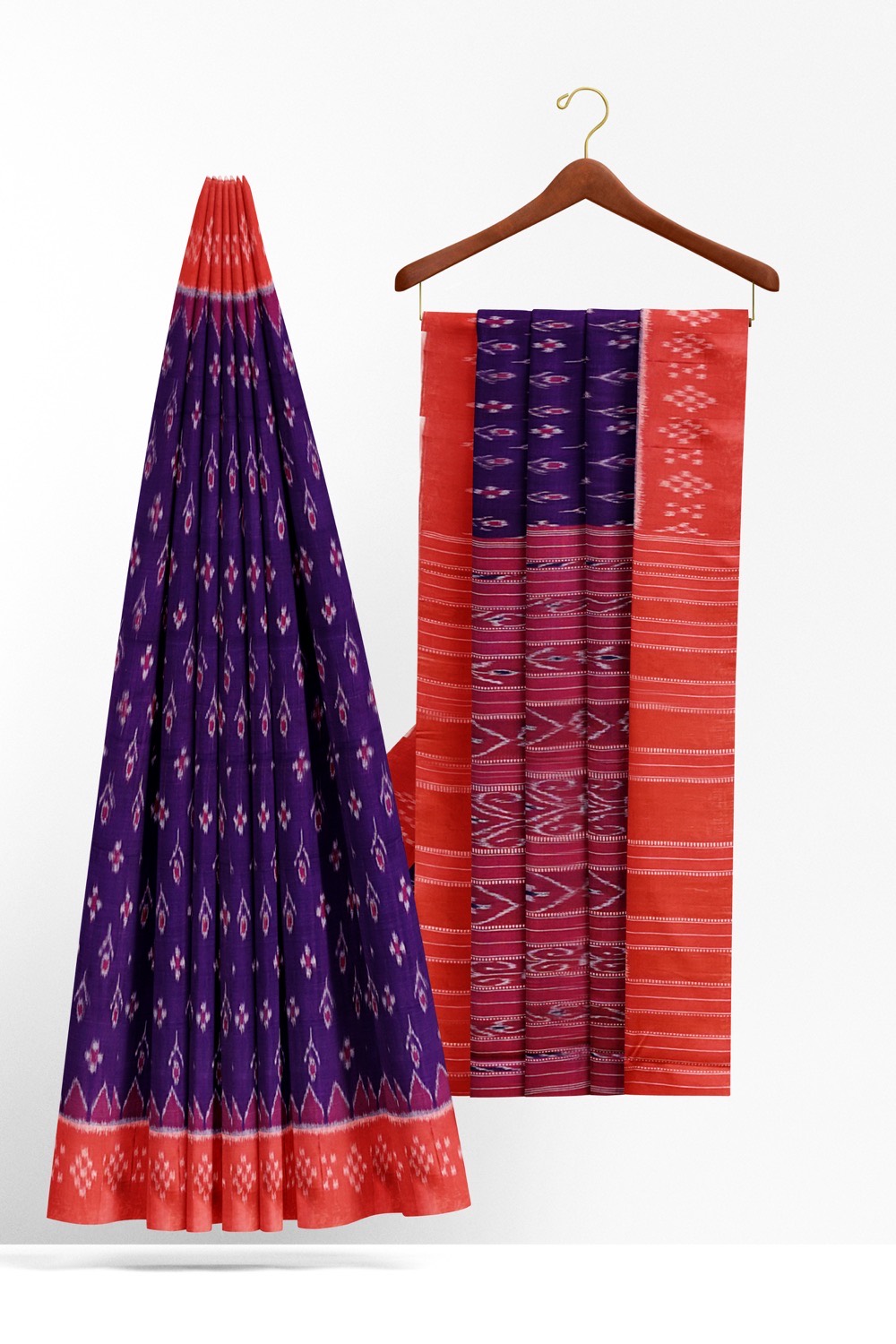 sri kumaran stores 102022 pochampalli cotton purple saree with orange border 1 2