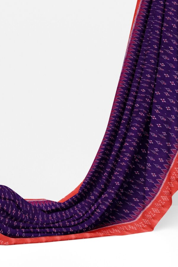 sri kumaran stores 102022 pochampalli cotton purple saree with orange border 1 3