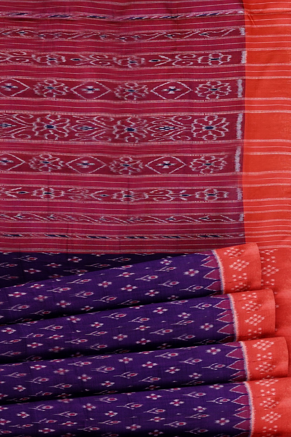 sri kumaran stores 102022 pochampalli cotton purple saree with orange border 1 4
