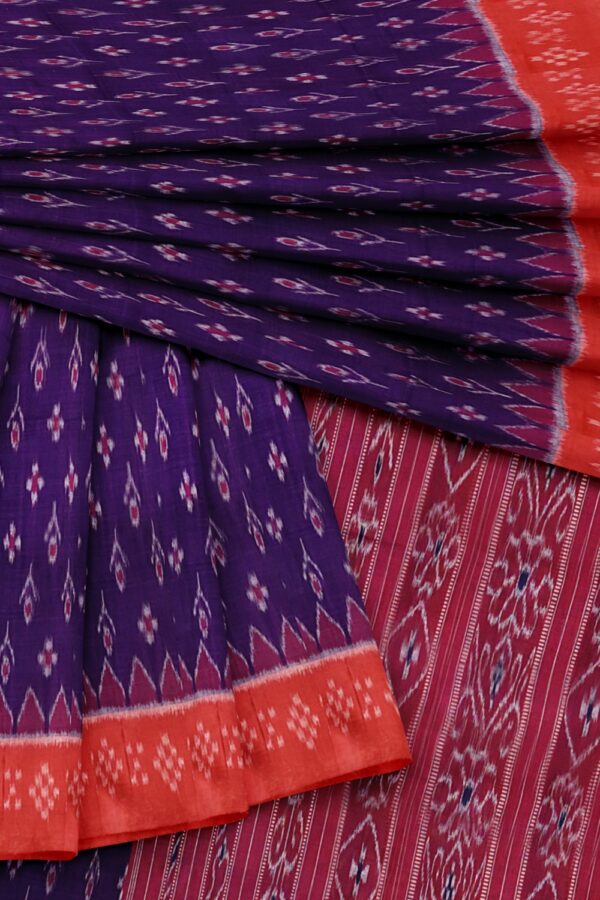sri kumaran stores 102022 pochampalli cotton purple saree with orange border 1 5