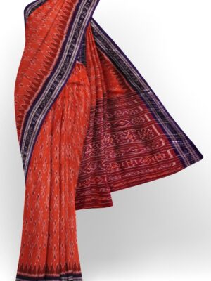 sri kumaran stores 102022 pochampalli cotton red saree with dark blue border 1 1