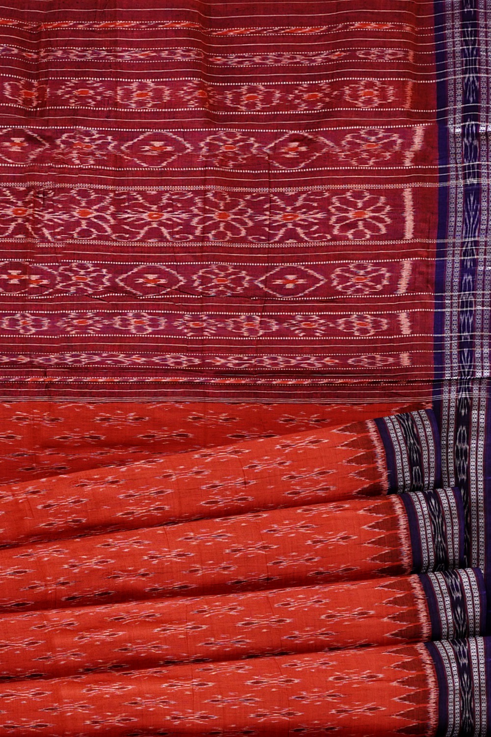 sri kumaran stores 102022 pochampalli cotton red saree with dark blue border 1 4