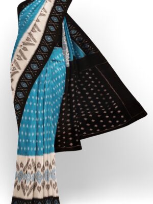 sri kumaran stores 102022 pochampalli cotton sky blue saree with black border 1 1