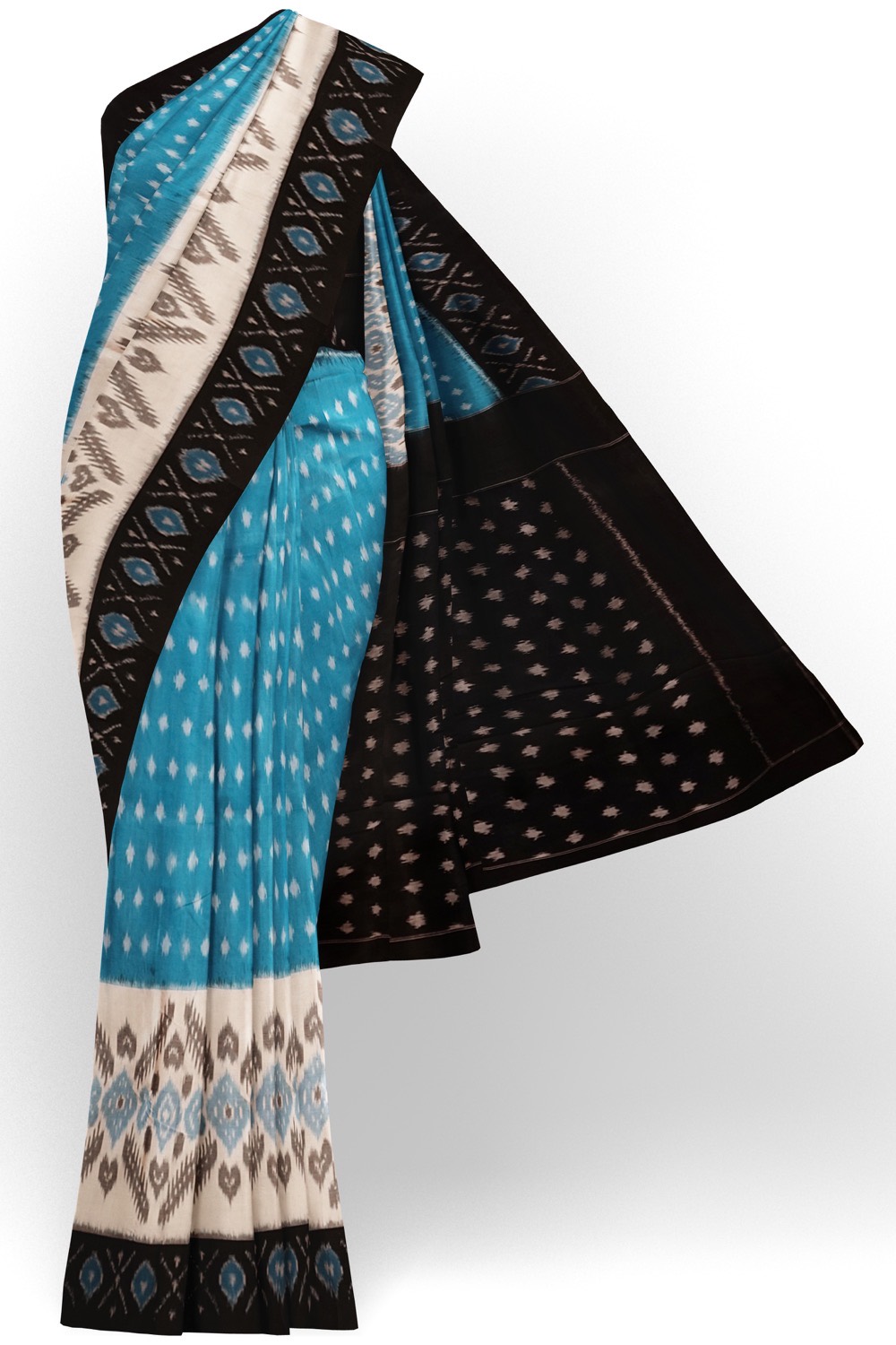 sri kumaran stores 102022 pochampalli cotton sky blue saree with black border 1 1