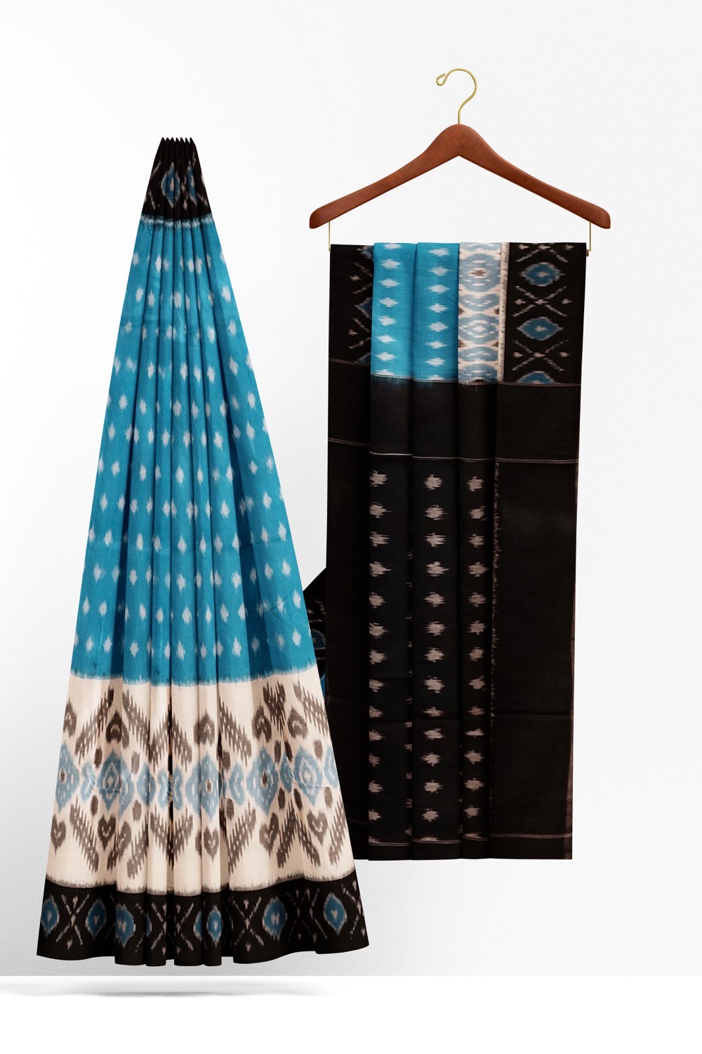 sri kumaran stores 102022 pochampalli cotton sky blue saree with black border 1 2