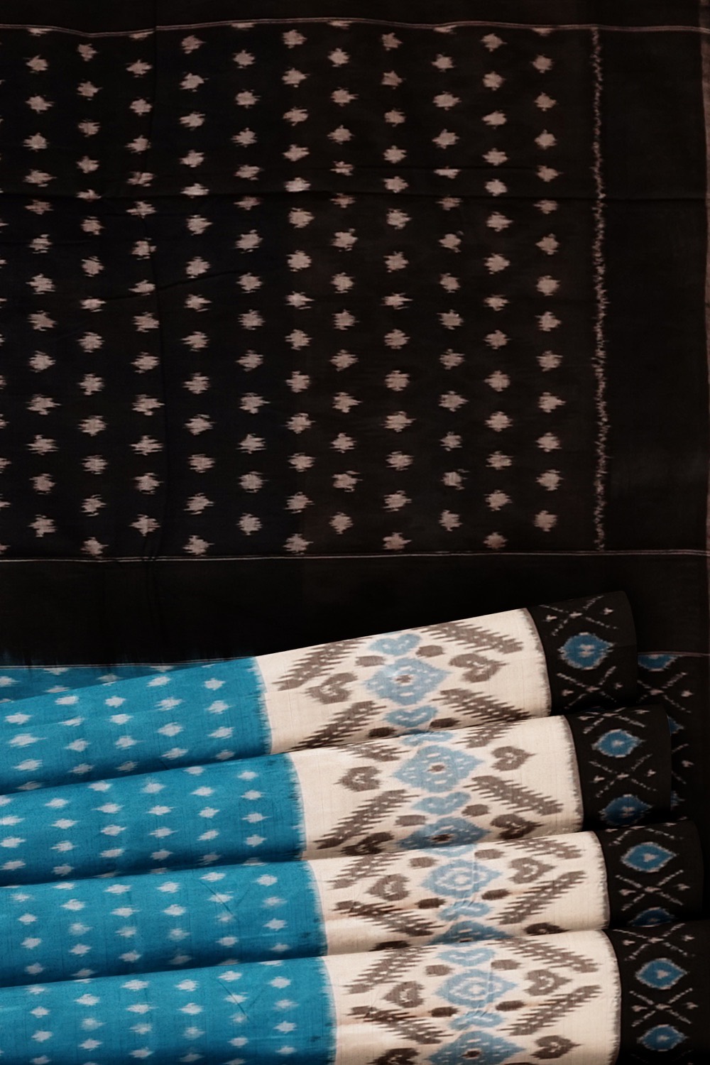 sri kumaran stores 102022 pochampalli cotton sky blue saree with black border 1 4