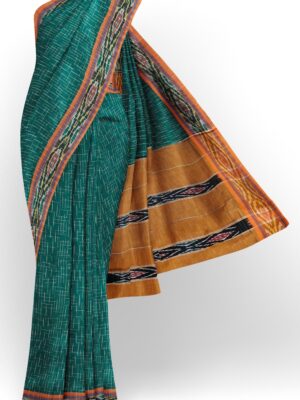 sri kumaran stores 102022 pochampalli cotton turquoise green saree with turquoise green border 1 1