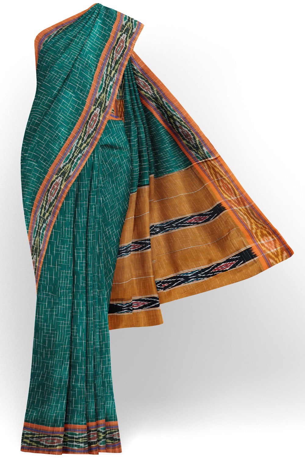 sri kumaran stores 102022 pochampalli cotton turquoise green saree with turquoise green border 1 1