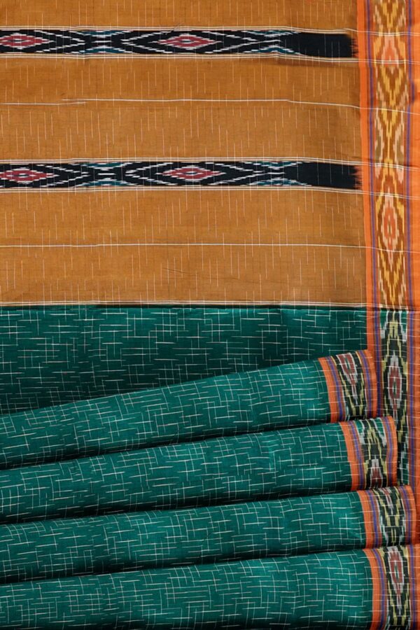 sri kumaran stores 102022 pochampalli cotton turquoise green saree with turquoise green border 1 4