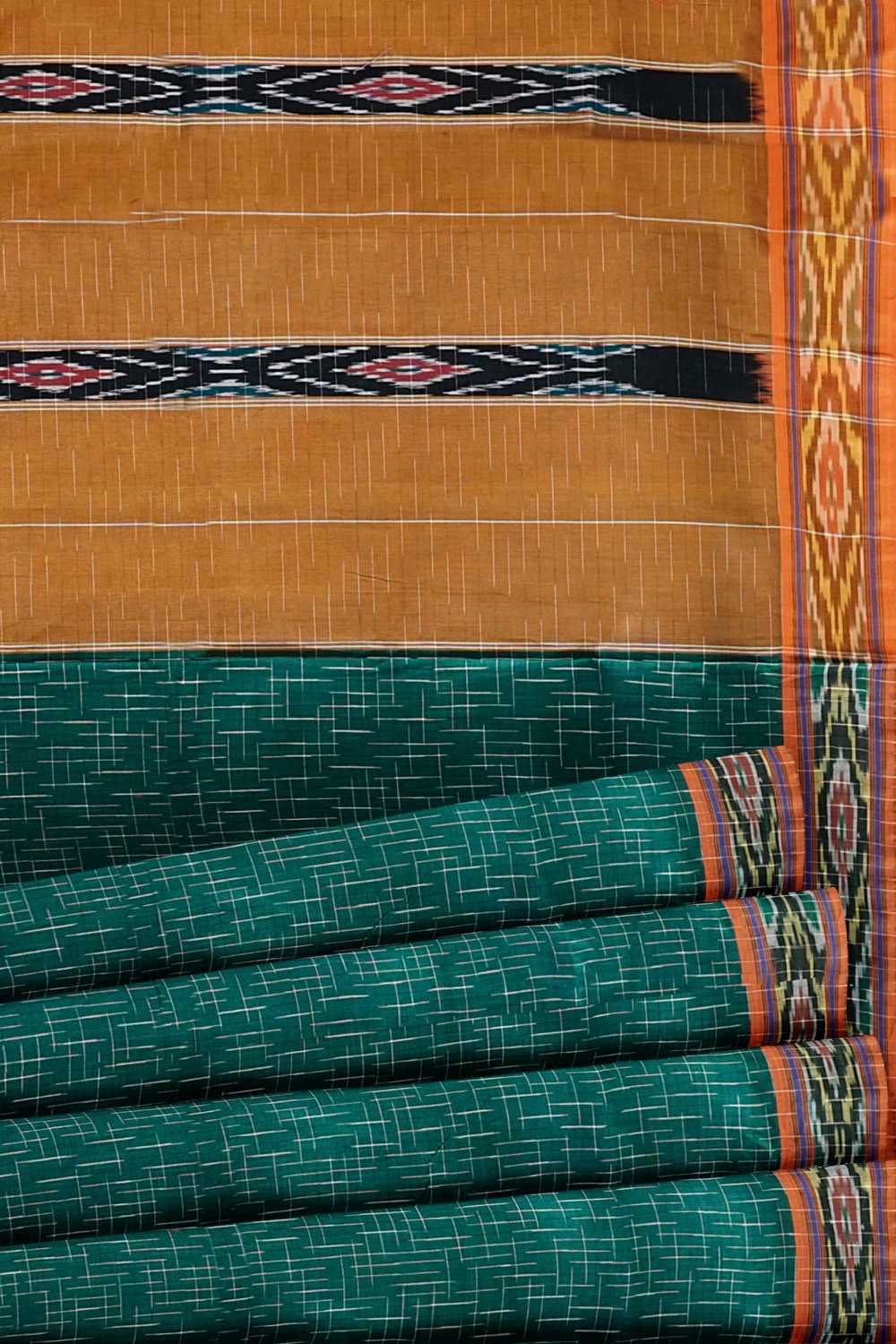 sri kumaran stores 102022 pochampalli cotton turquoise green saree with turquoise green border 1 4