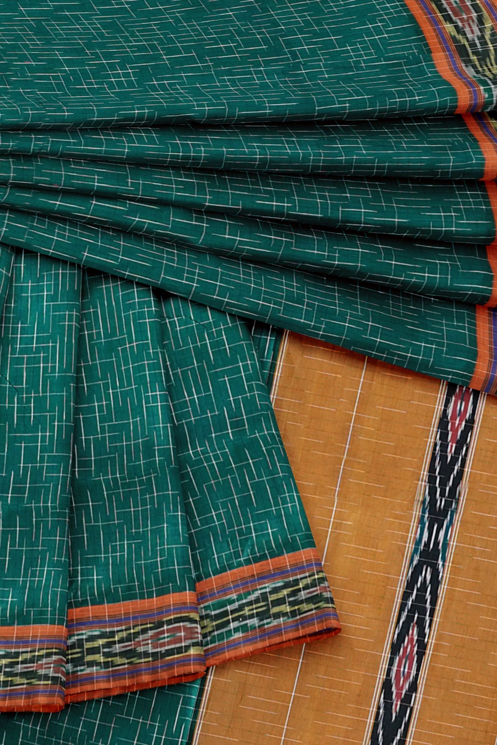 sri kumaran stores 102022 pochampalli cotton turquoise green saree with turquoise green border 1 5