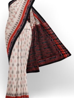 sri kumaran stores 102022 pochampalli cotton white saree with black border 3 1