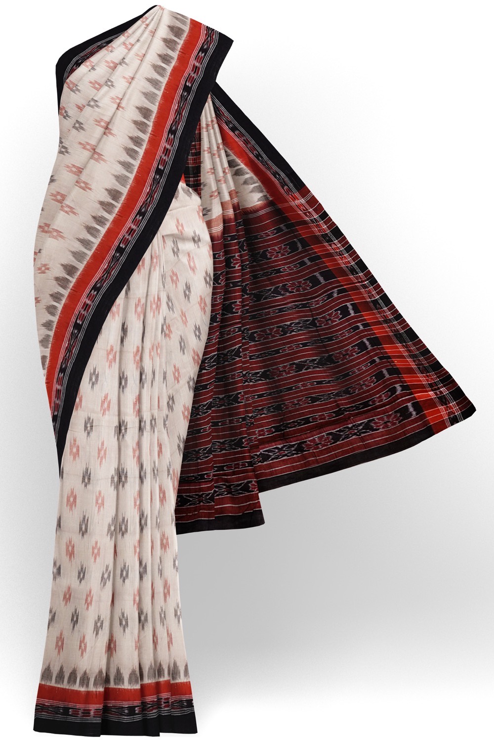 sri kumaran stores 102022 pochampalli cotton white saree with black border 3 1
