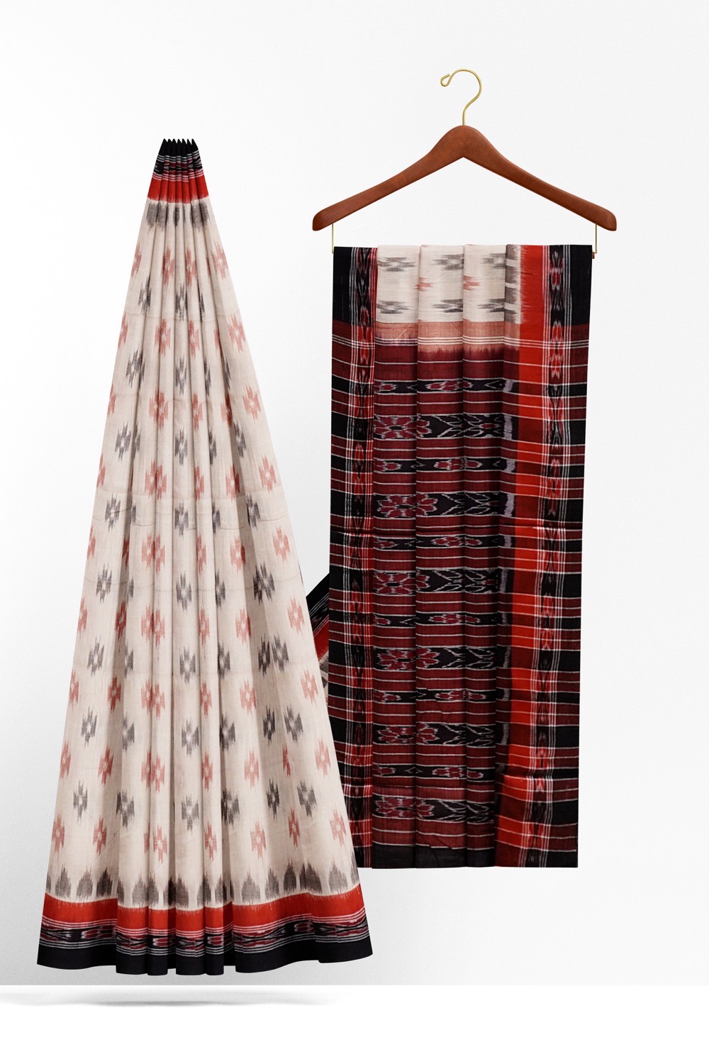 sri kumaran stores 102022 pochampalli cotton white saree with black border 3 2