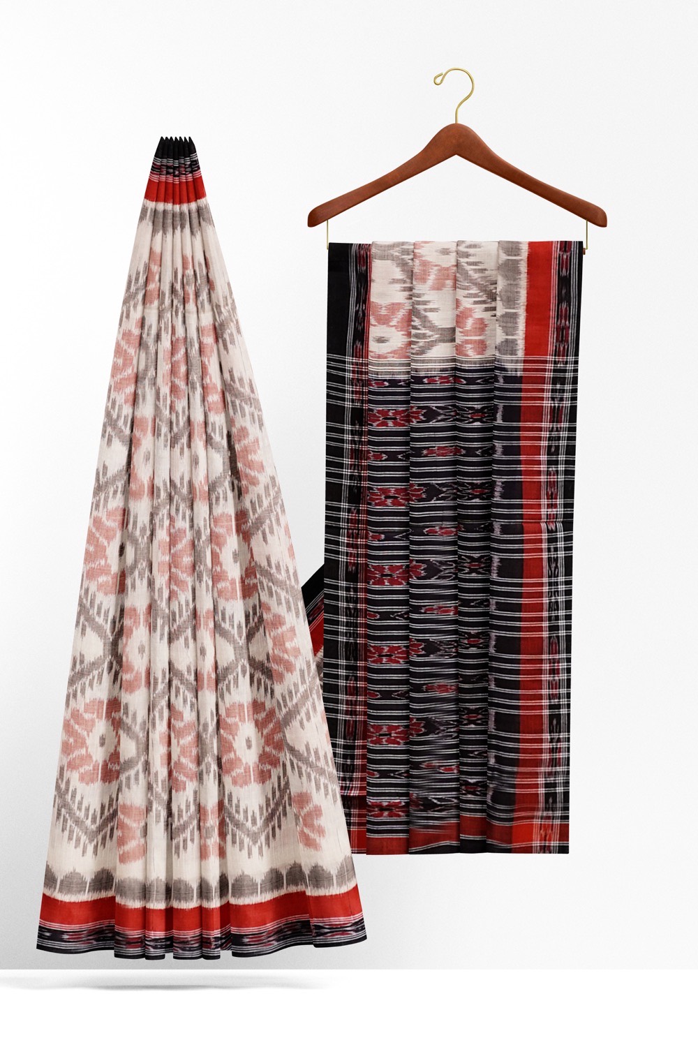 sri kumaran stores 102022 pochampalli cotton white saree with black border 4 2