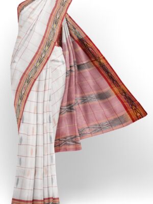 sri kumaran stores 102022 pochampalli cotton white saree with maroon border 1 1