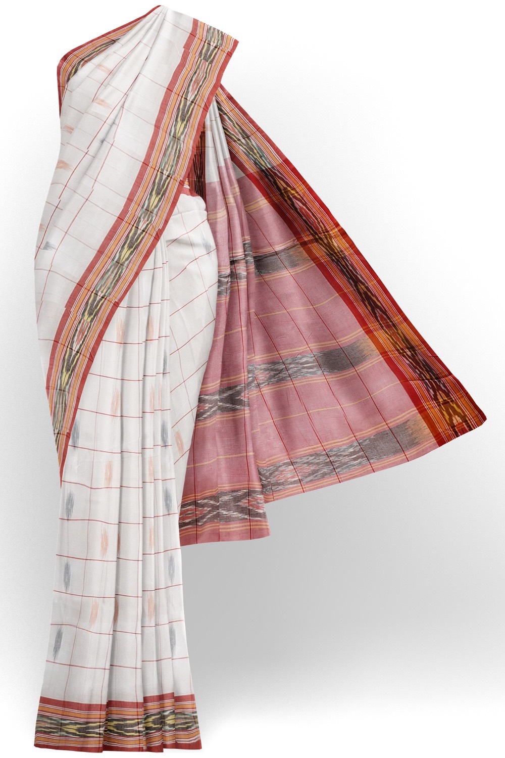 sri kumaran stores 102022 pochampalli cotton white saree with maroon border 1 1