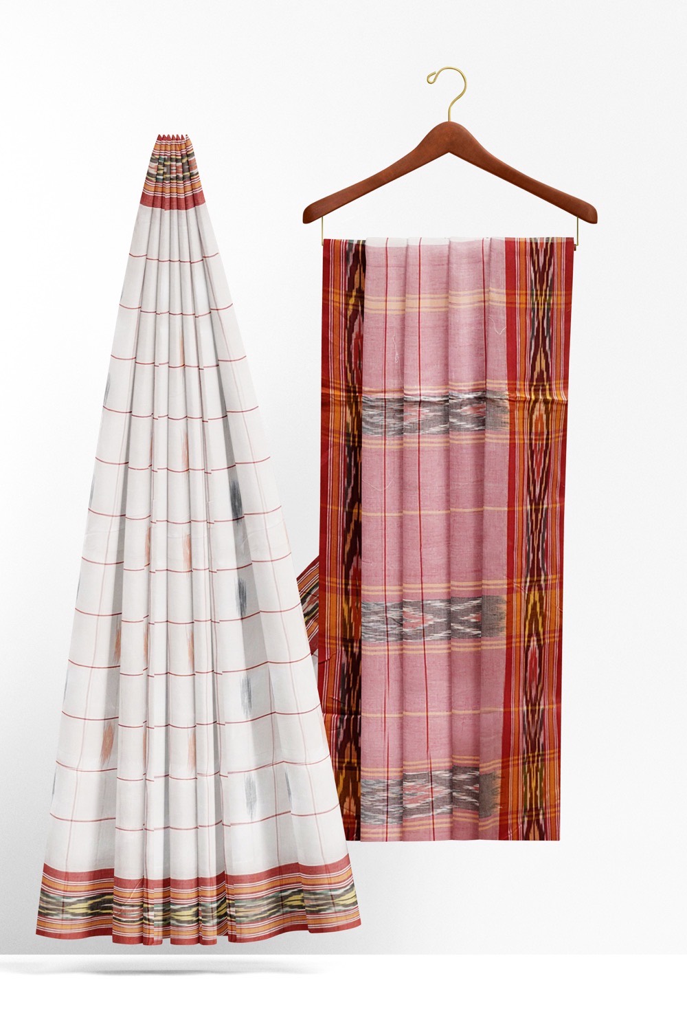 sri kumaran stores 102022 pochampalli cotton white saree with maroon border 1 2