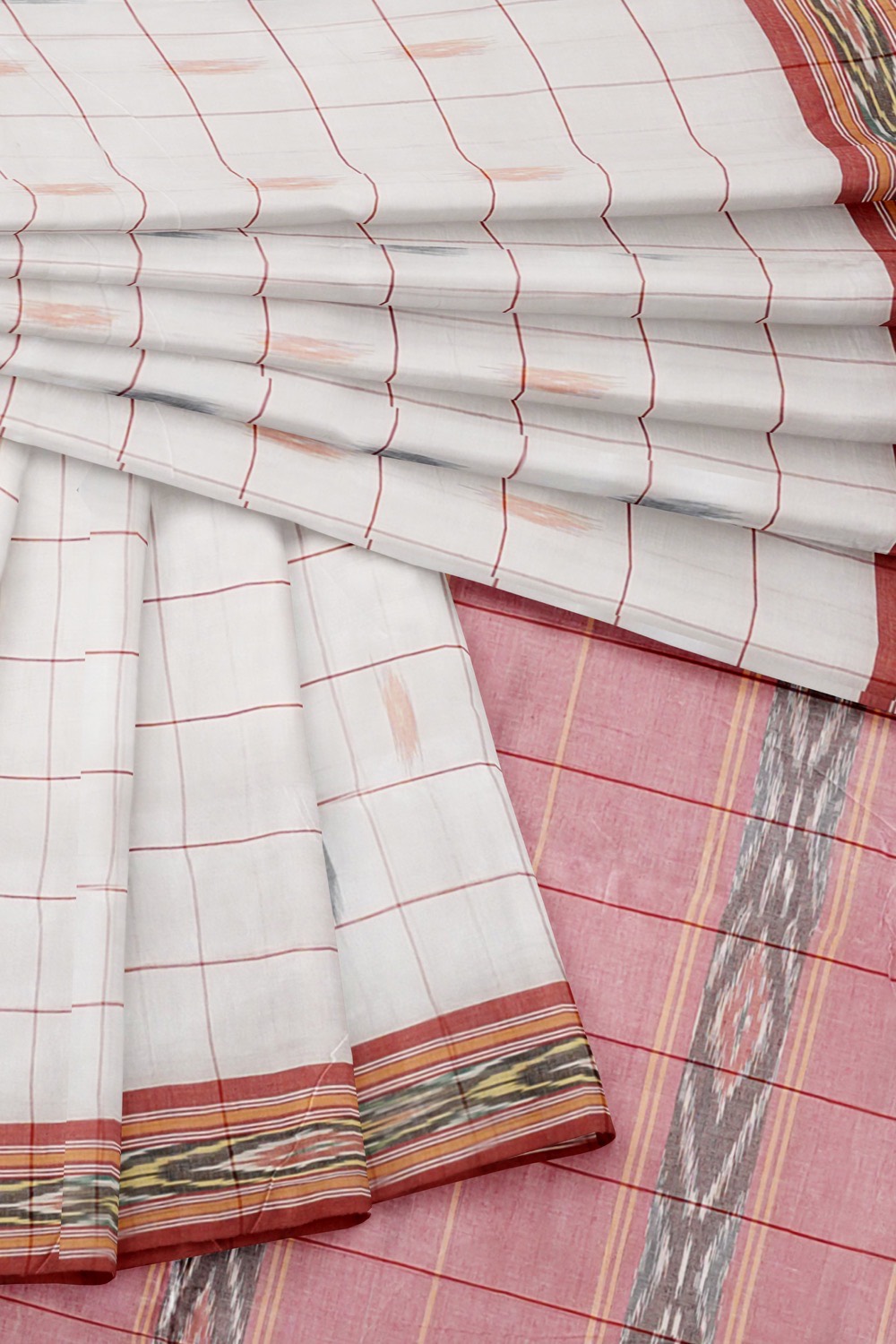 sri kumaran stores 102022 pochampalli cotton white saree with maroon border 1 5