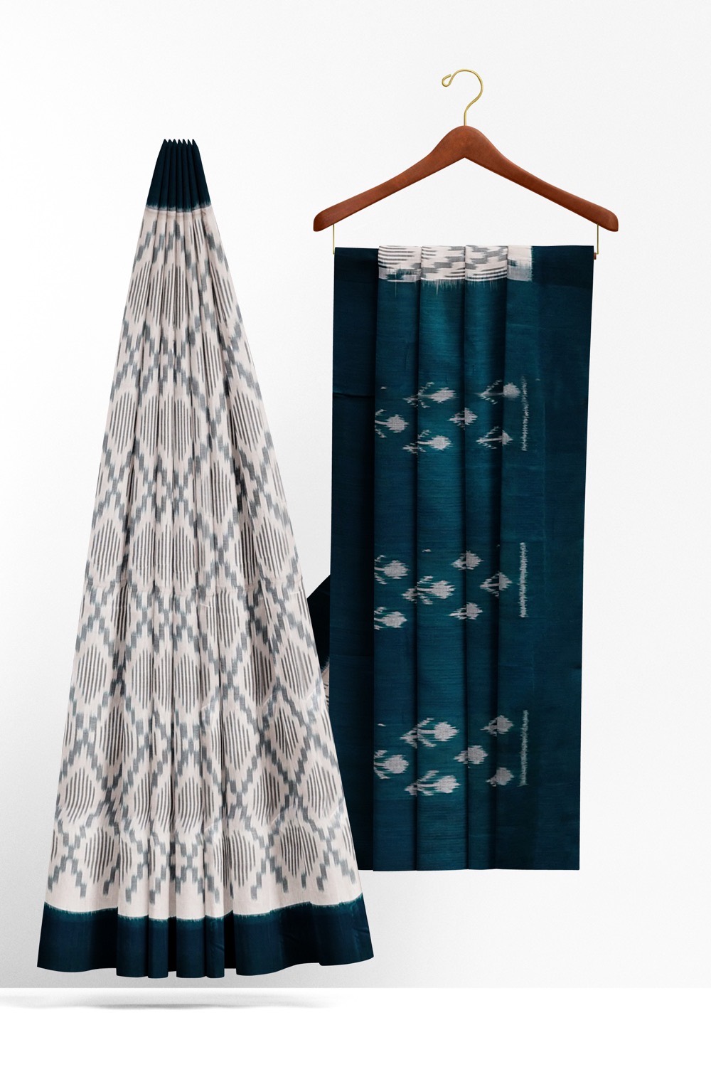 sri kumaran stores 102022 pochampalli cotton white saree with turquoise blue border 1 2