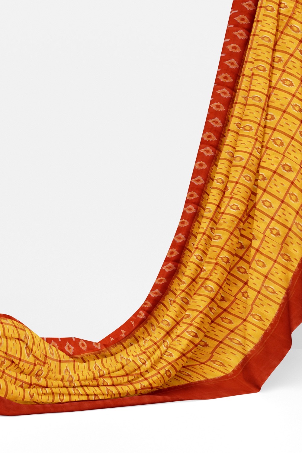 sri kumaran stores 102022 pochampalli cotton yellow saree with red border 1 3