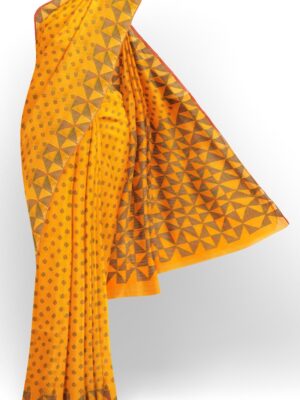 sri kumaran stores 102022 pure cotton bright orange saree with orange border 1 1
