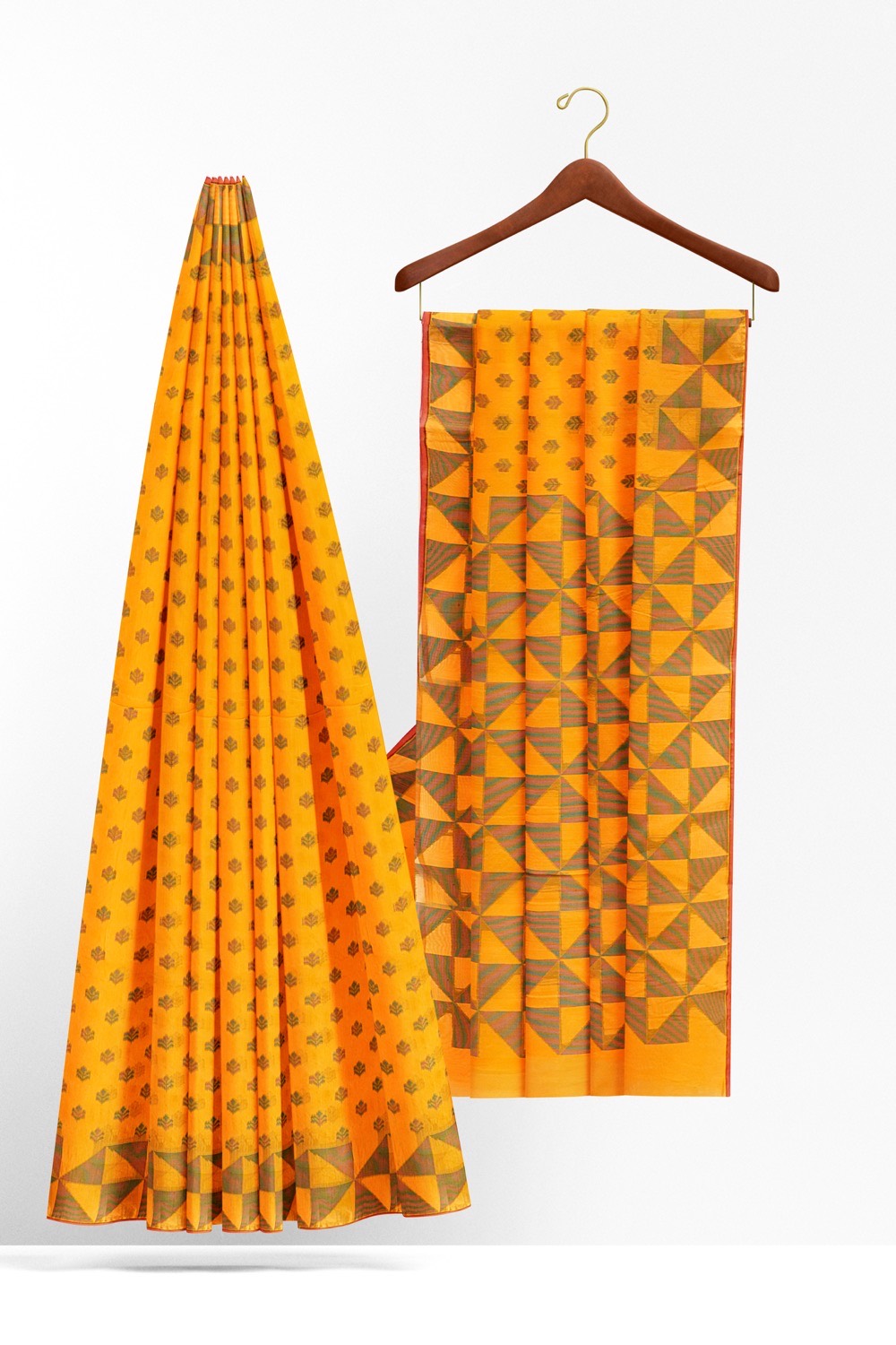 sri kumaran stores 102022 pure cotton bright orange saree with orange border 1 2