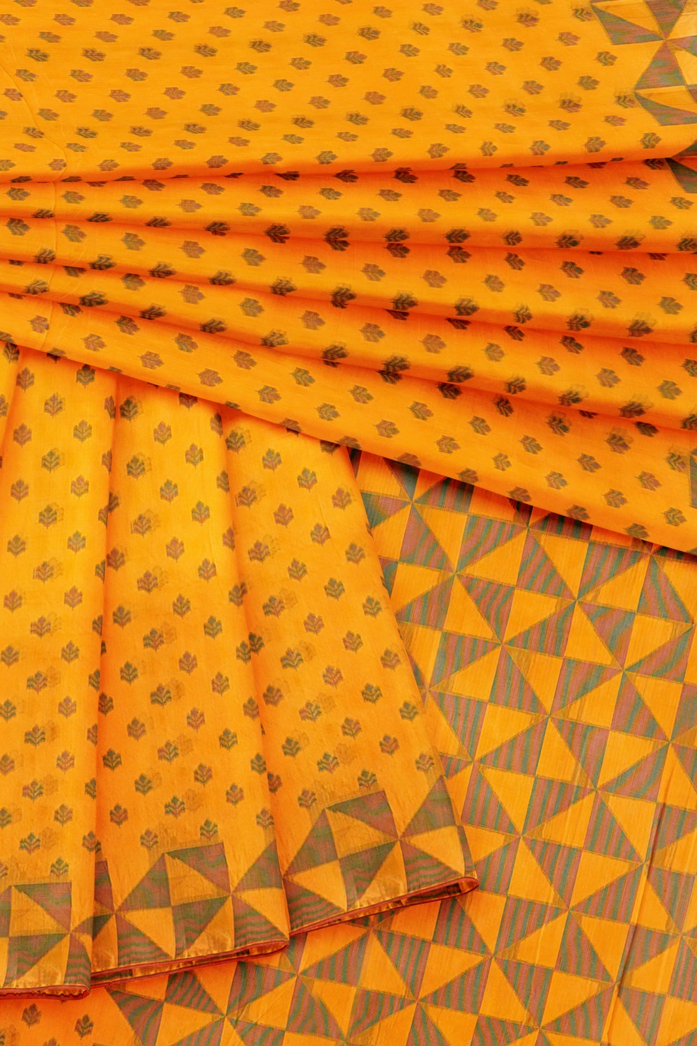 sri kumaran stores 102022 pure cotton bright orange saree with orange border 1 5