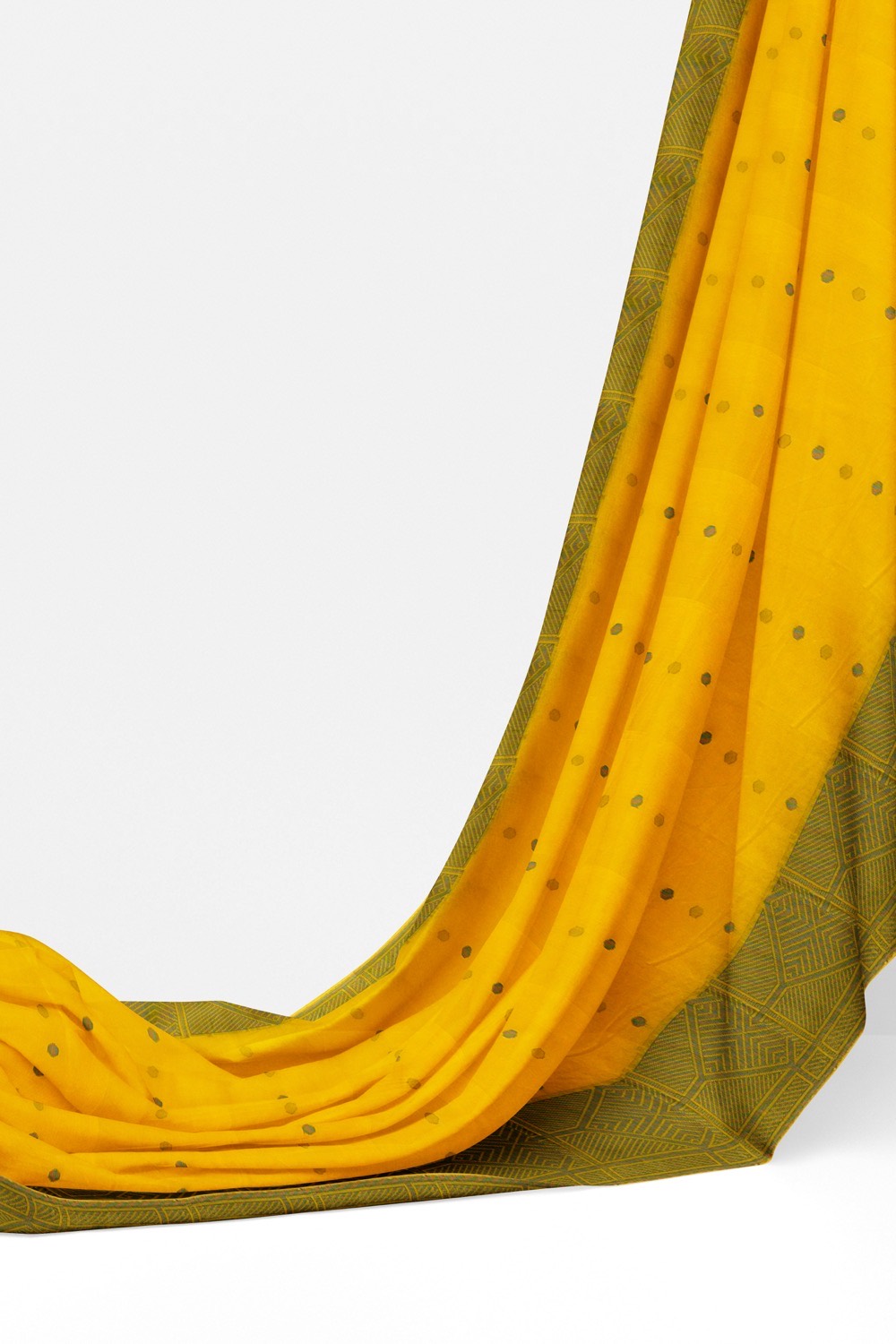 sri kumaran stores 102022 pure cotton bright yellow saree with green border 3