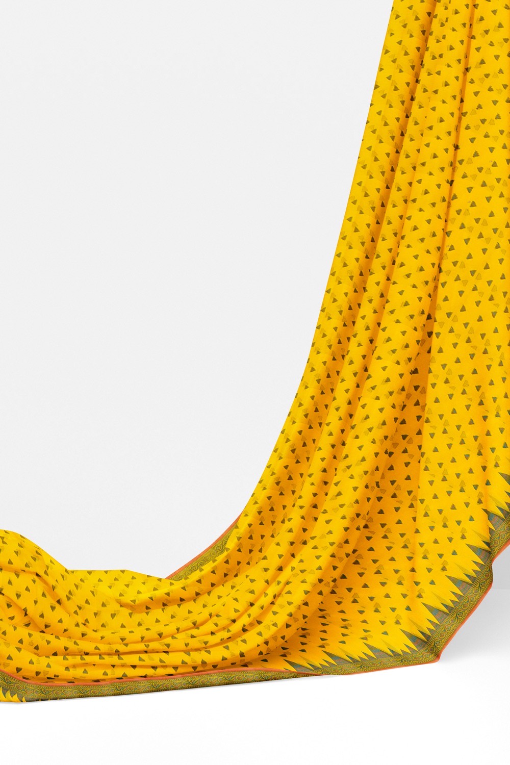 sri kumaran stores 102022 pure cotton bright yellow saree with green border 1 3