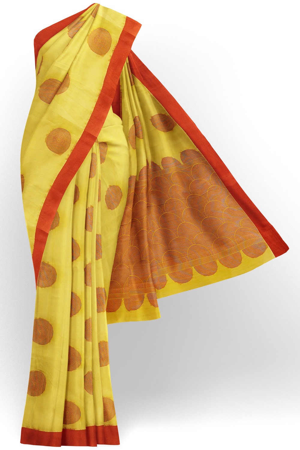sri kumaran stores 102022 pure cotton bright yellow saree with red border 1 1