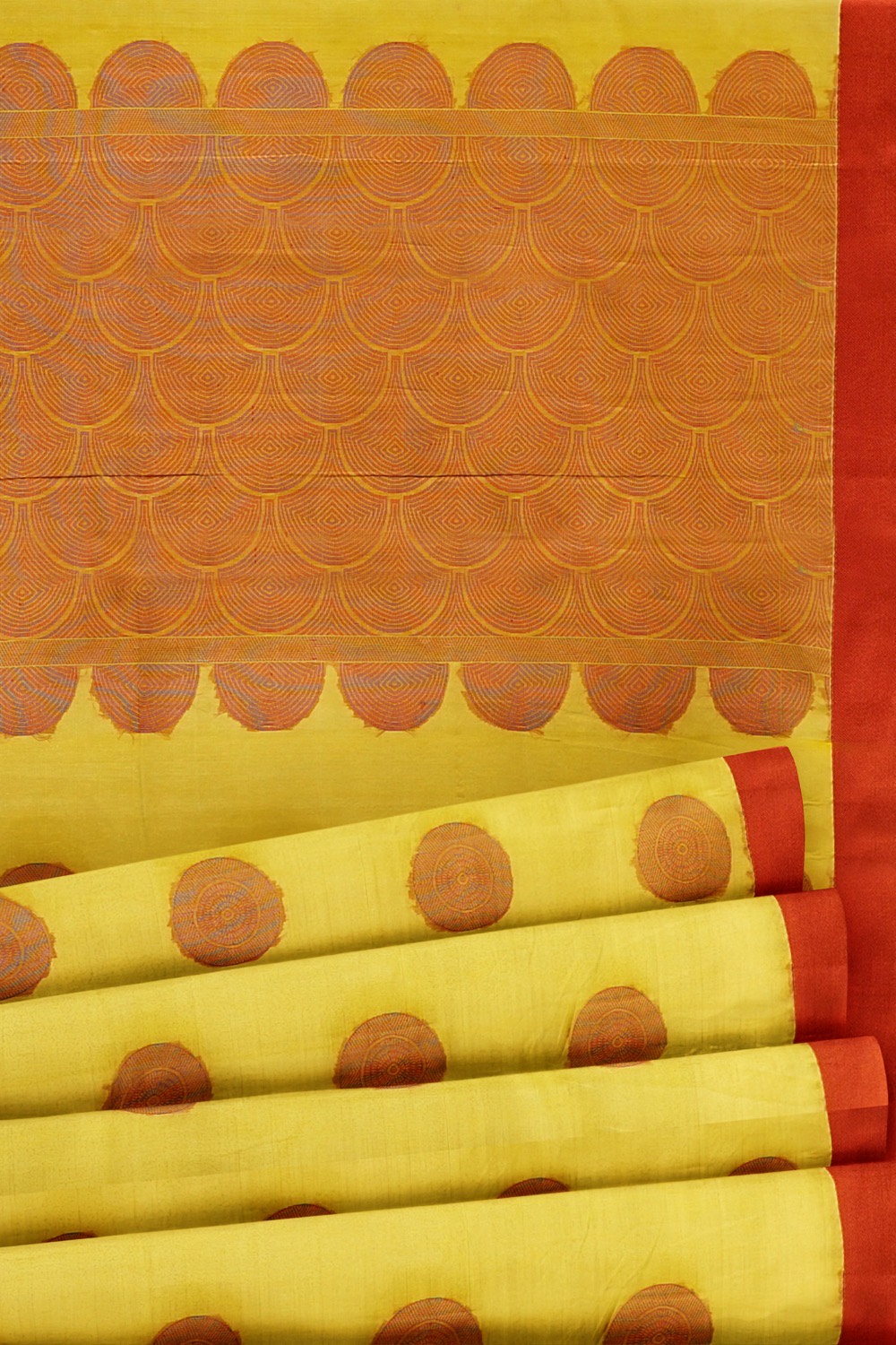 sri kumaran stores 102022 pure cotton bright yellow saree with red border 1 4