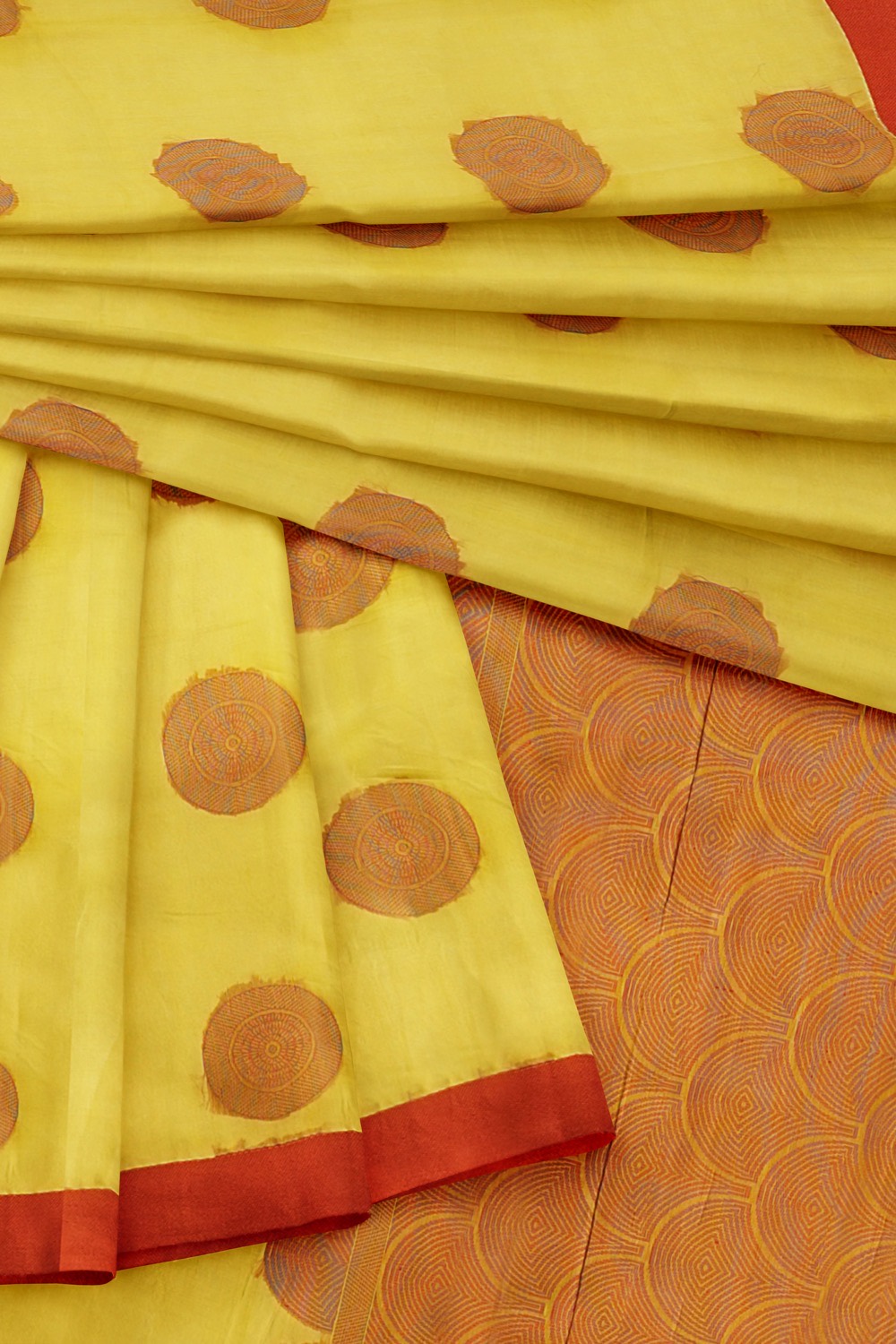 sri kumaran stores 102022 pure cotton bright yellow saree with red border 1 5