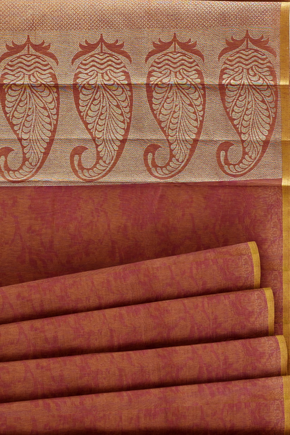 sri kumaran stores 102022 pure cotton brown saree with yellow border 1 4