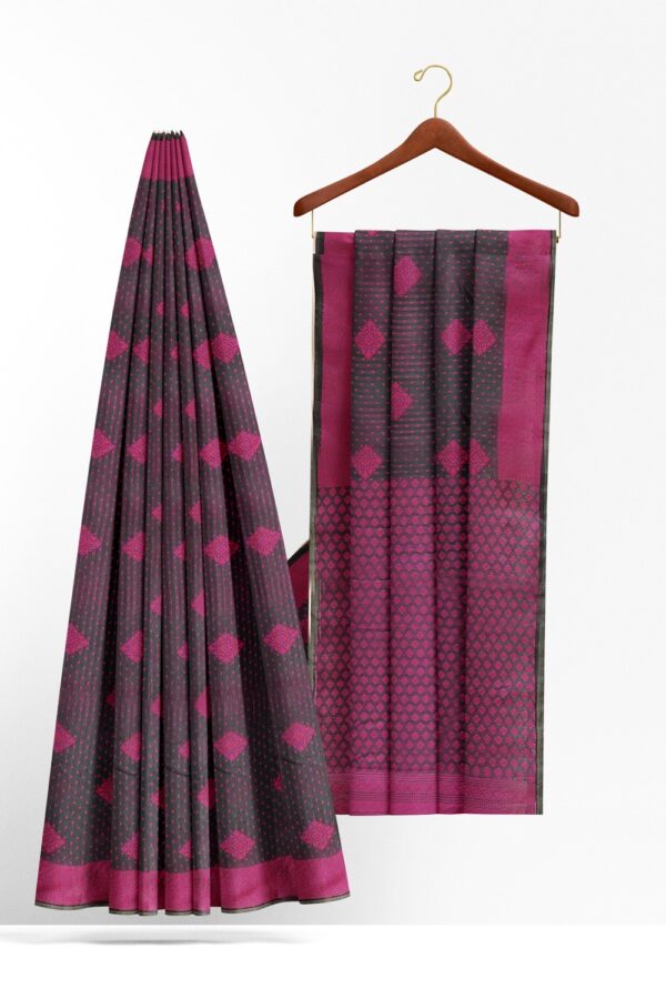 sri kumaran stores 102022 pure cotton dark pink saree with pink border 1 2