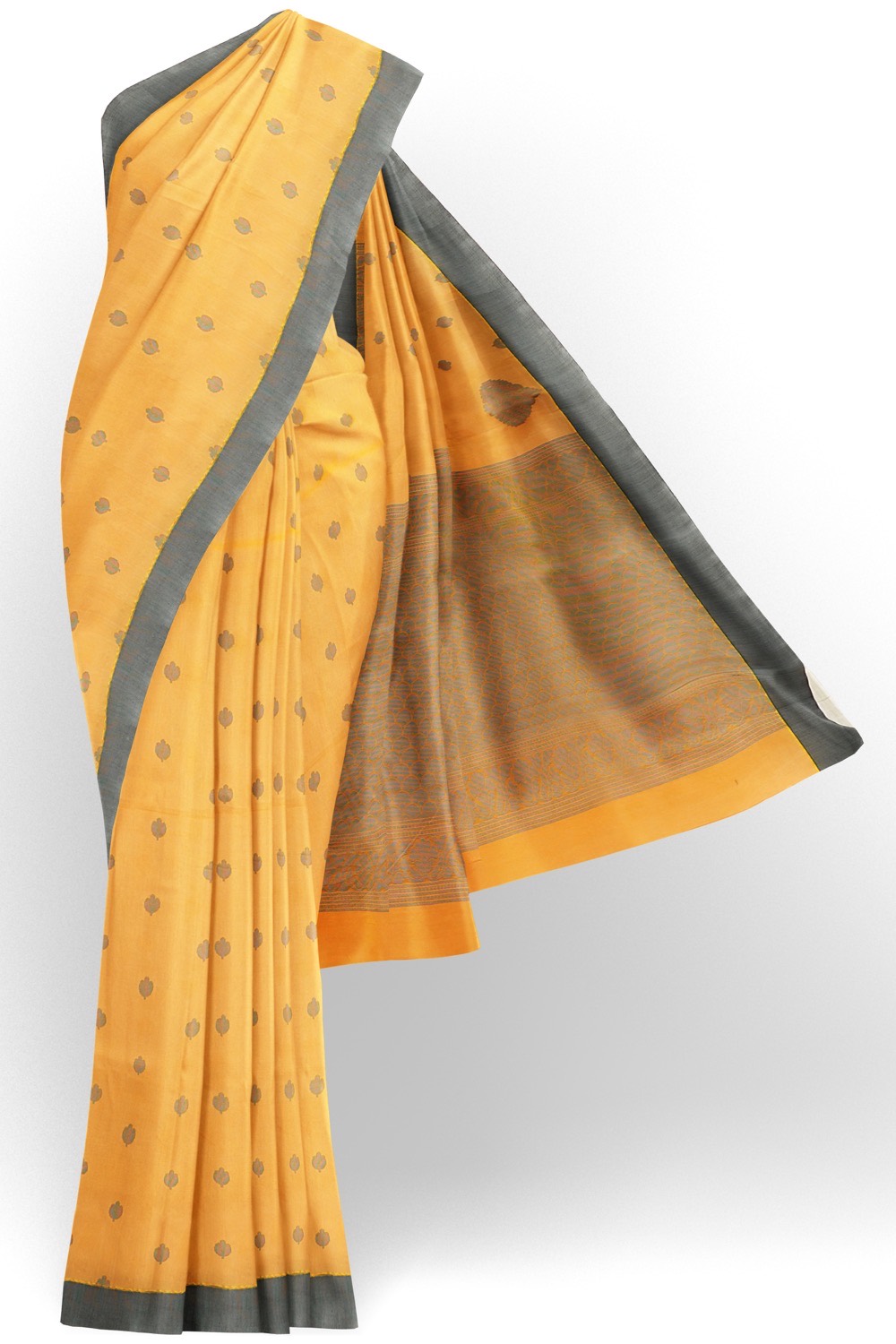 sri kumaran stores 102022 pure cotton faded orange saree with grey border 1 1