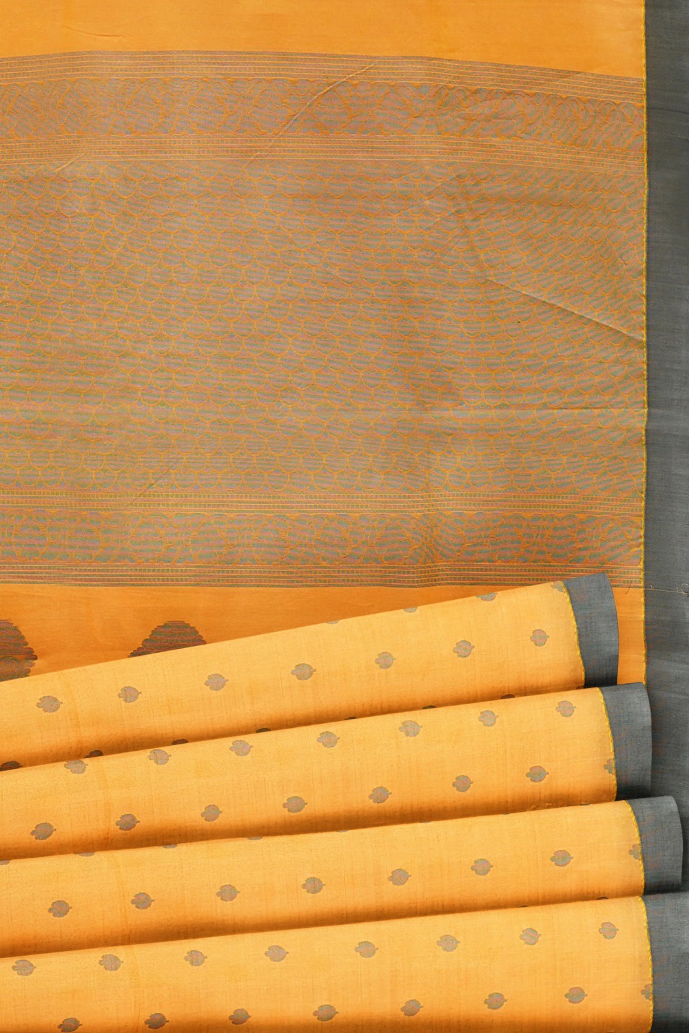 sri kumaran stores 102022 pure cotton faded orange saree with grey border 1 4