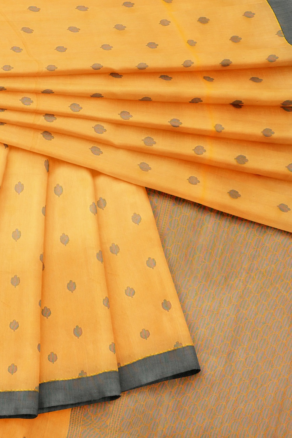 sri kumaran stores 102022 pure cotton faded orange saree with grey border 1 5