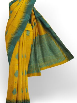 sri kumaran stores 102022 pure cotton faded yellow saree with green border 2 1