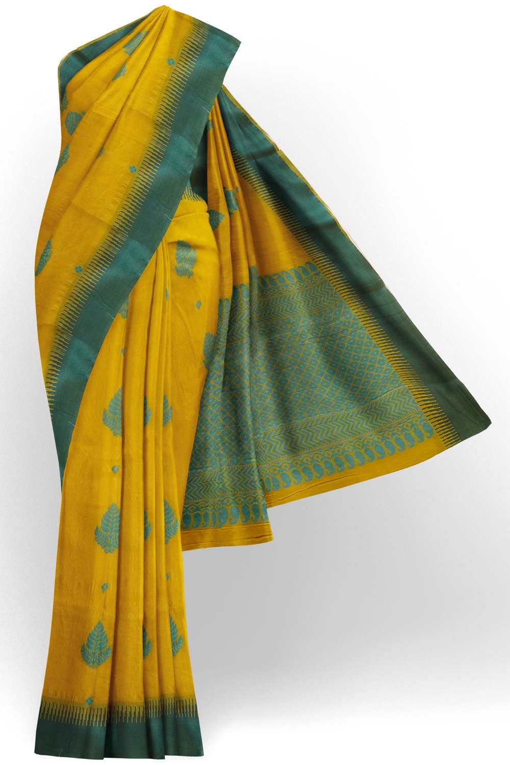sri kumaran stores 102022 pure cotton faded yellow saree with green border 2 1