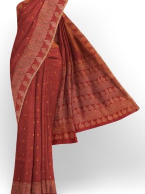 sri kumaran stores 102022 pure cotton golden maroon saree with maroon border 1