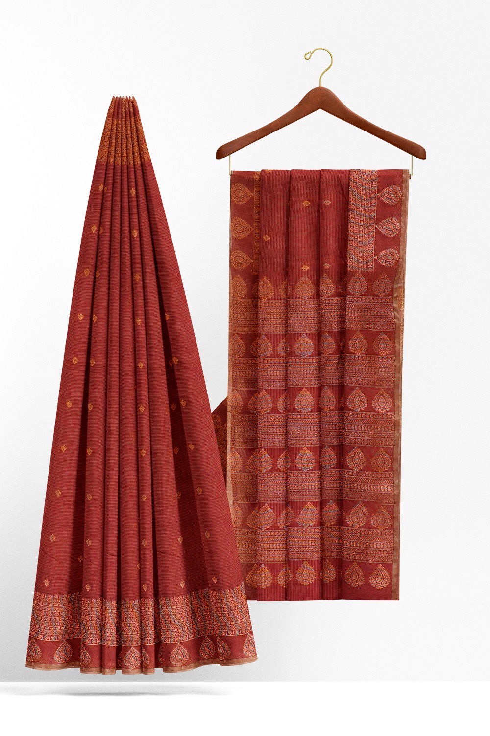 sri kumaran stores 102022 pure cotton golden maroon saree with maroon border 2