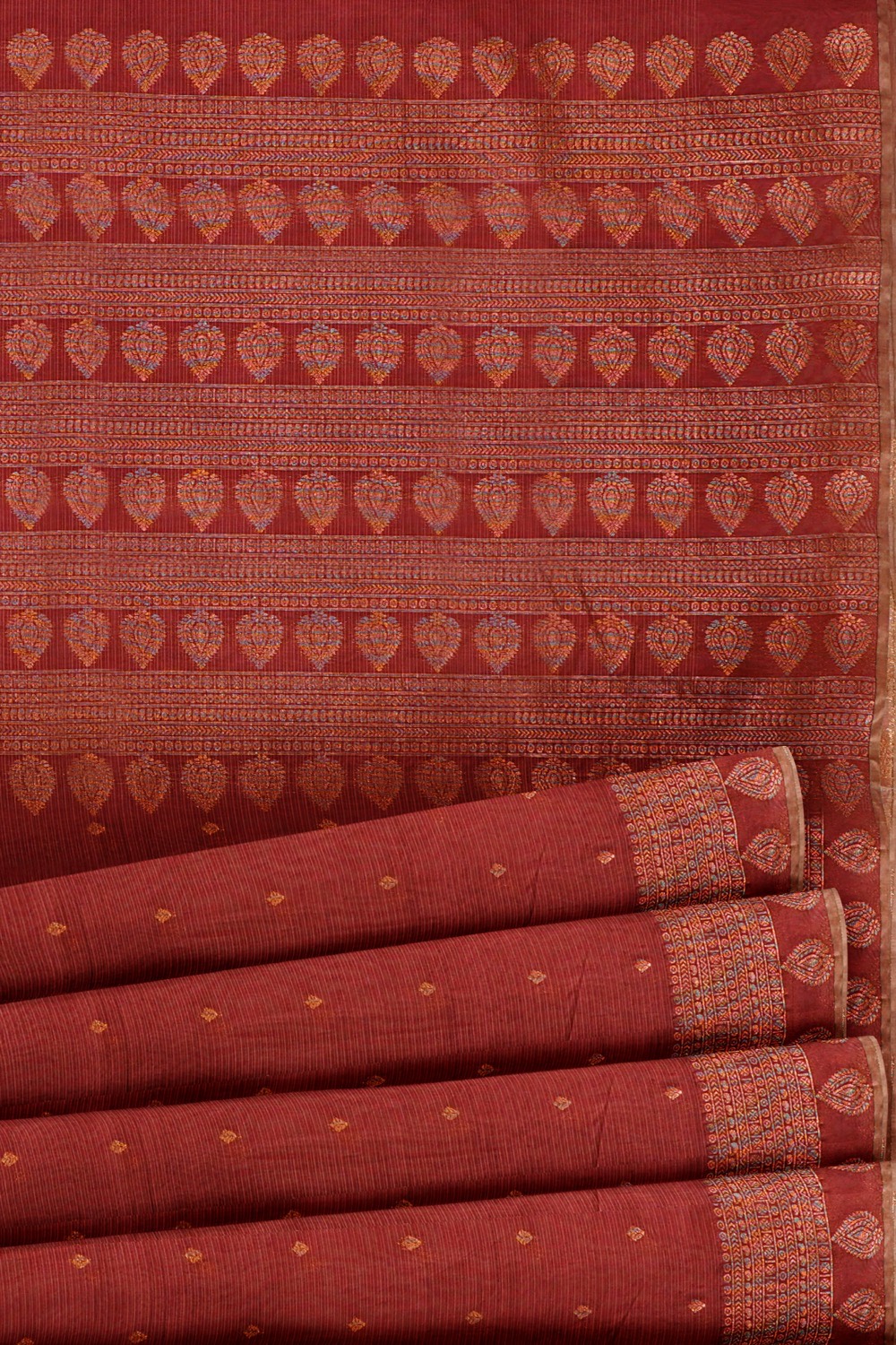 sri kumaran stores 102022 pure cotton golden maroon saree with maroon border 4