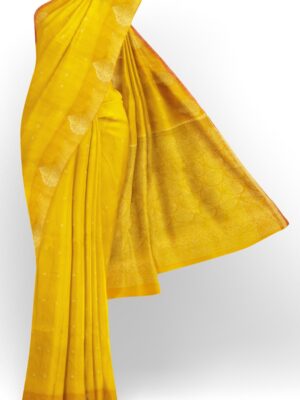 sri kumaran stores 102022 pure cotton golden yellow saree with golden yellow border 1 1