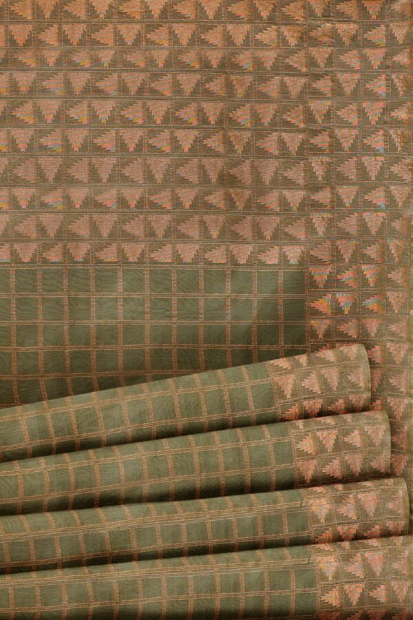 sri kumaran stores 102022 pure cotton green saree with cream colour border 4